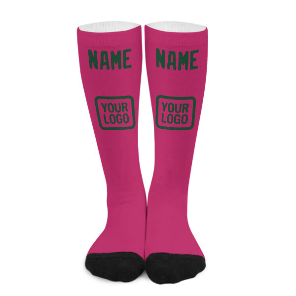 Chaussettes hautes roses et vertes personnalisées