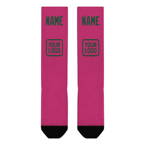 Chaussettes hautes roses et vertes personnalisées