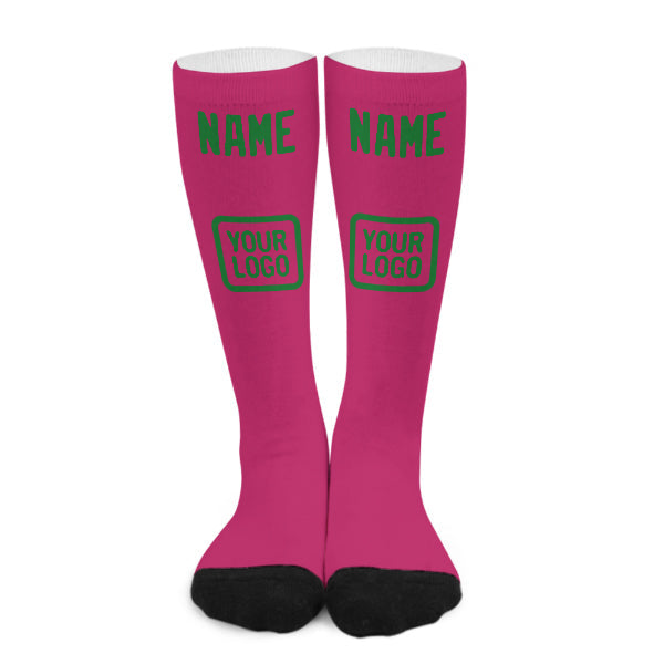Chaussettes hautes personnalisées rose et vert émeraude