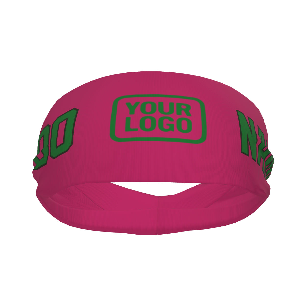 Bandeau de sport personnalisé rose et vert émeraude