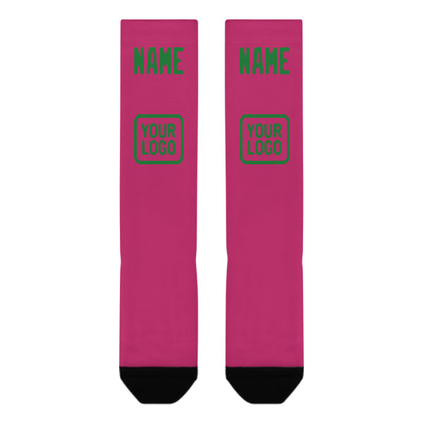 Chaussettes hautes personnalisées rose et vert émeraude