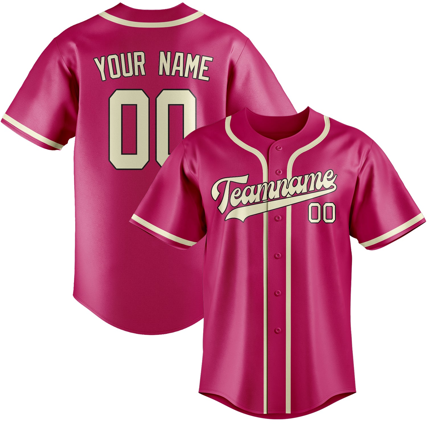 Maillot de baseball rose crème personnalisé