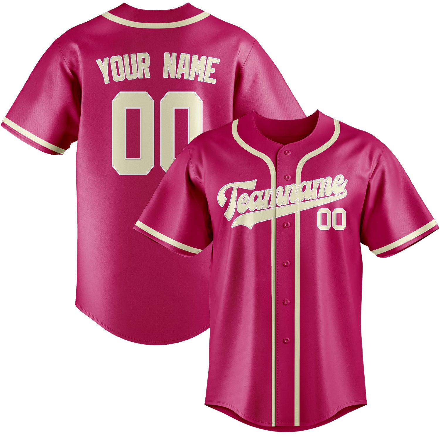 Maillot de baseball rose crème personnalisé