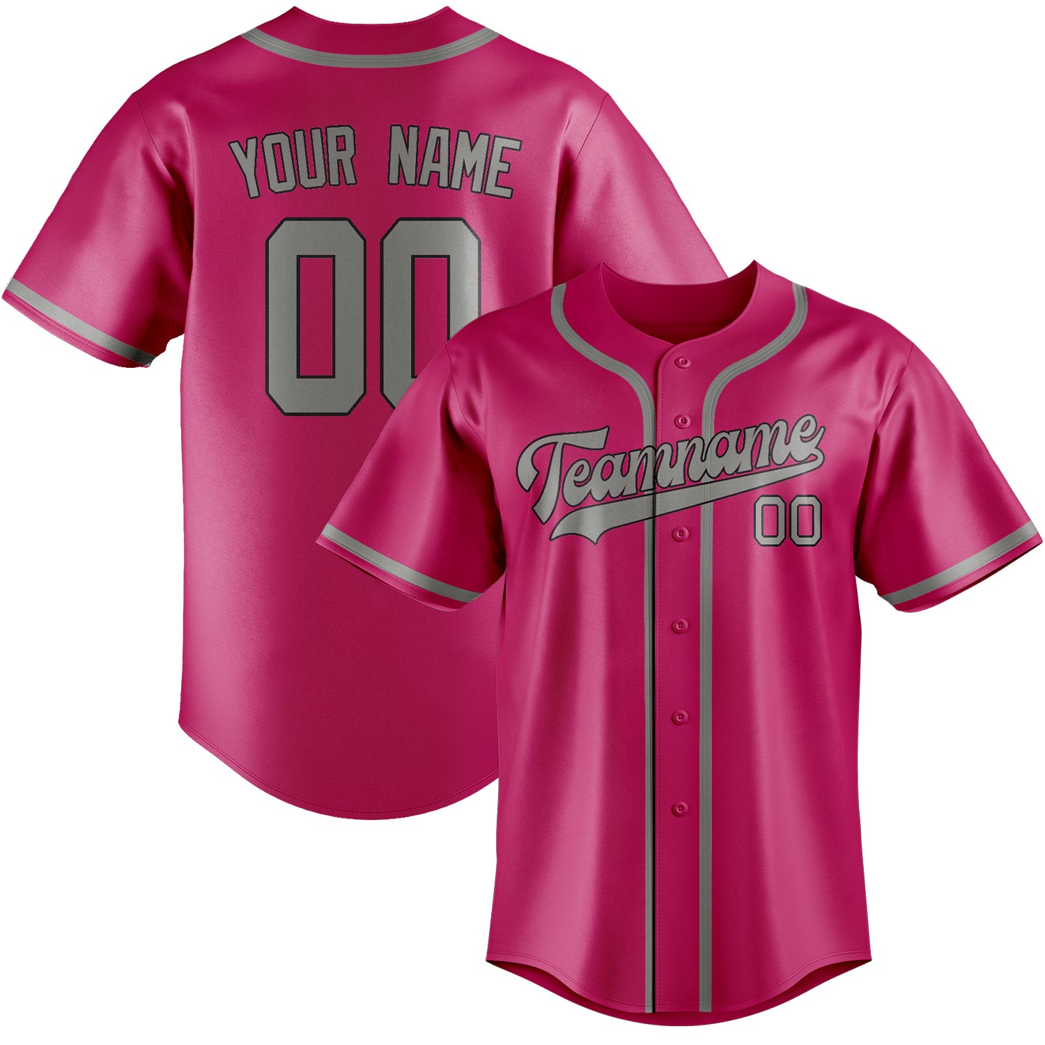 Maillot de baseball personnalisé rose et gris