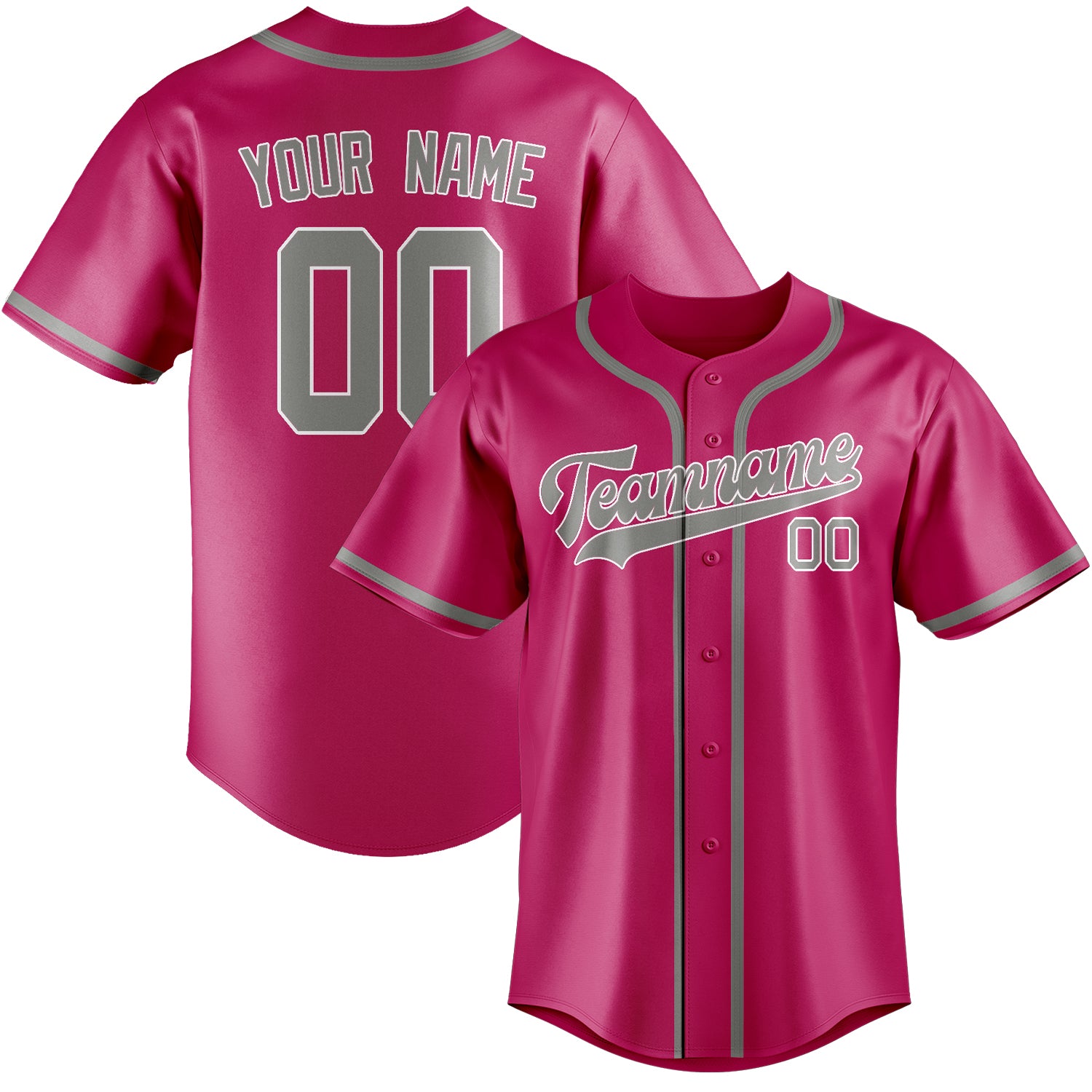 Maillot de baseball personnalisé rose et gris