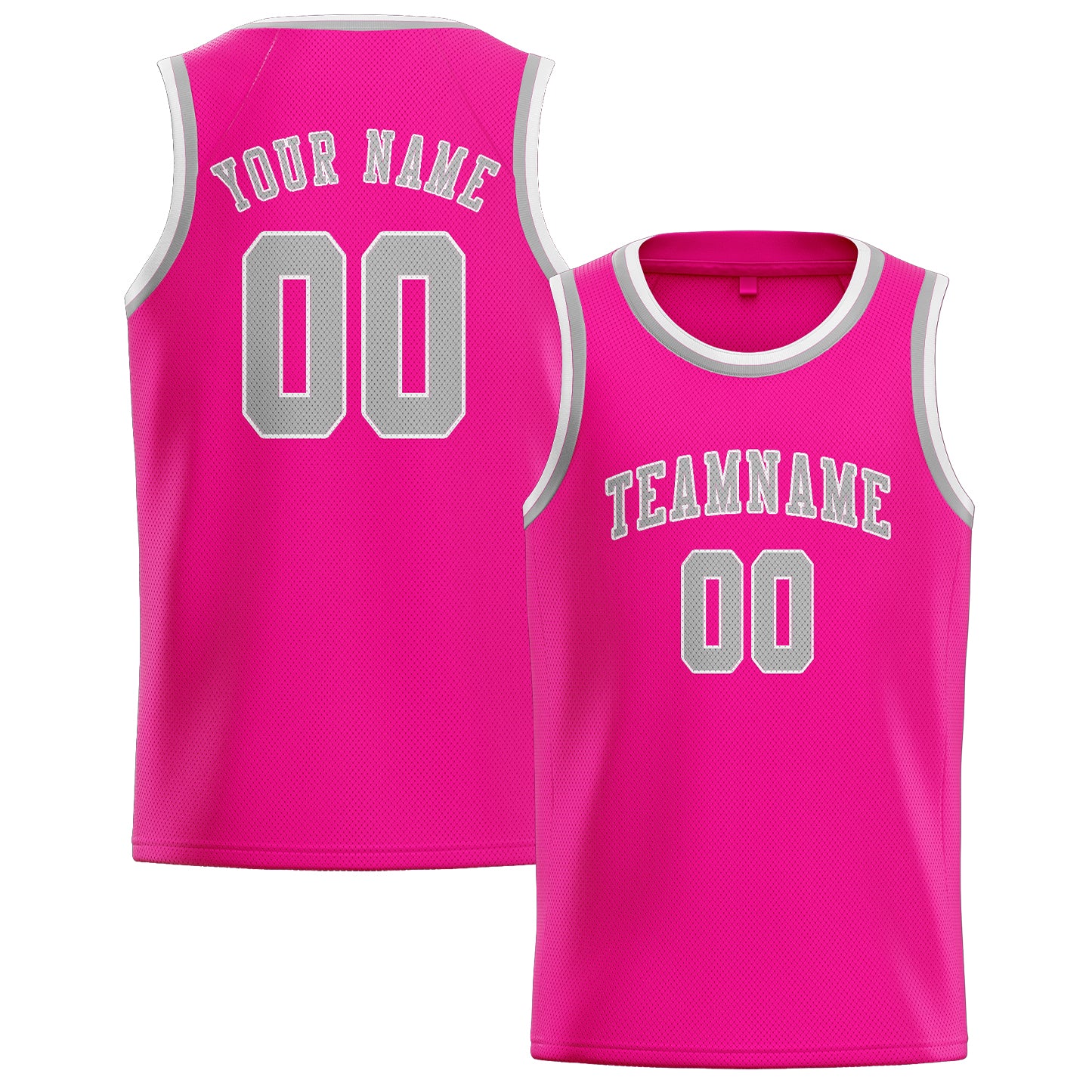 Maillot de basketball personnalisé rose et gris