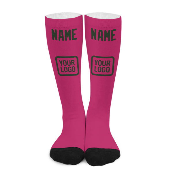 Chaussettes hautes personnalisées rose et vert foncé