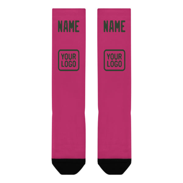 Chaussettes hautes personnalisées rose et vert foncé