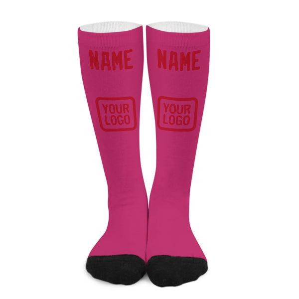 Chaussettes hautes roses et rouges personnalisées