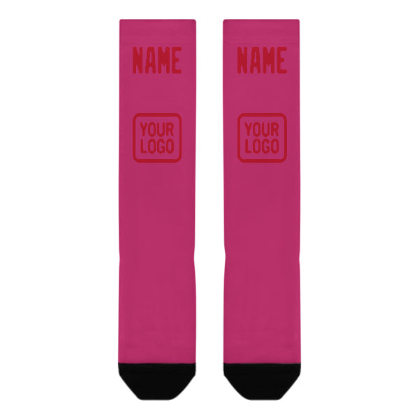 Chaussettes hautes roses et rouges personnalisées