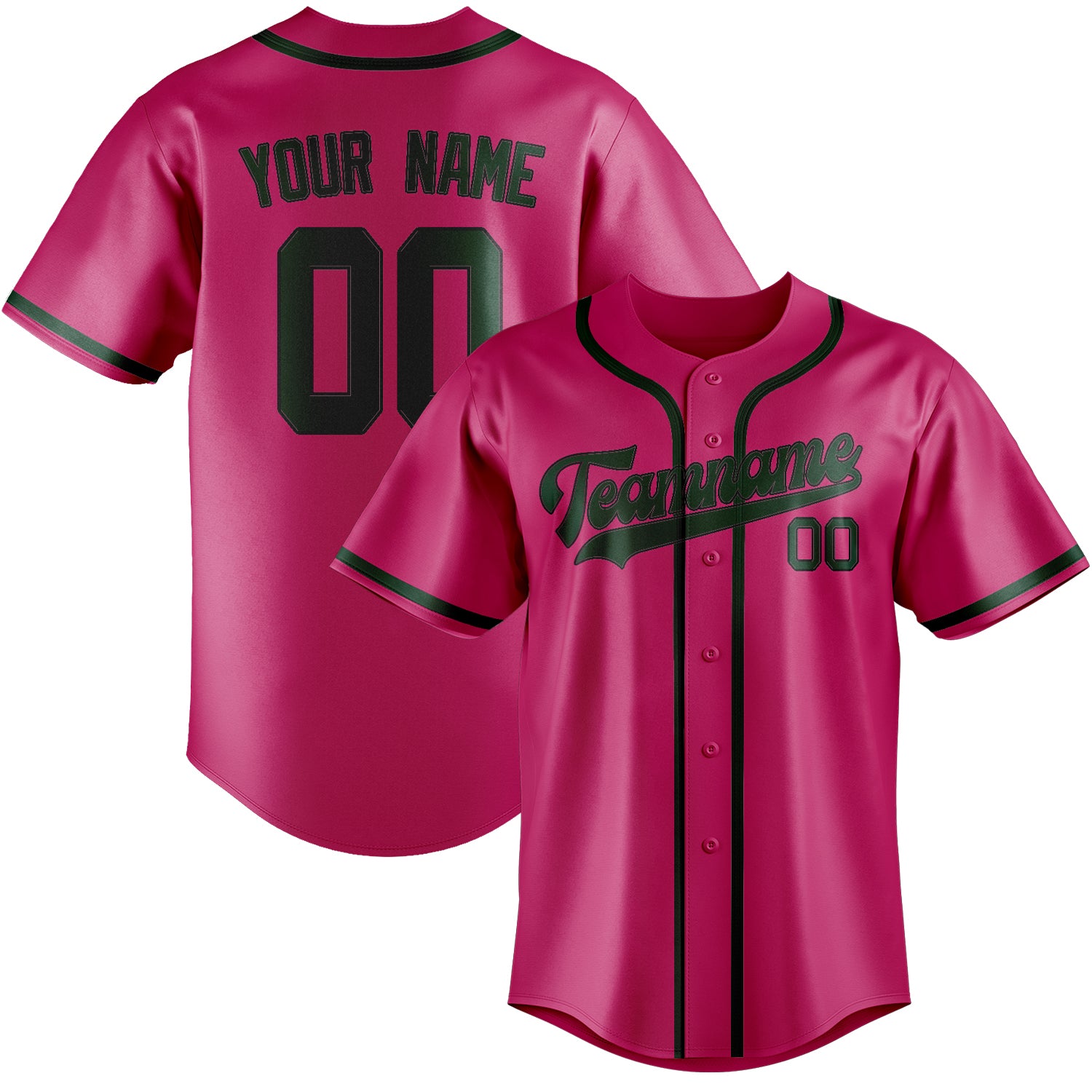Maillot de baseball rose et vert personnalisé