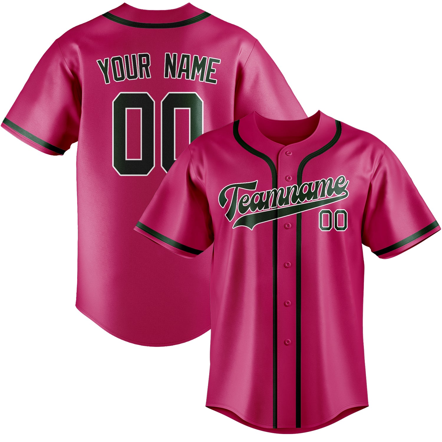 Maillot de baseball rose et vert personnalisé