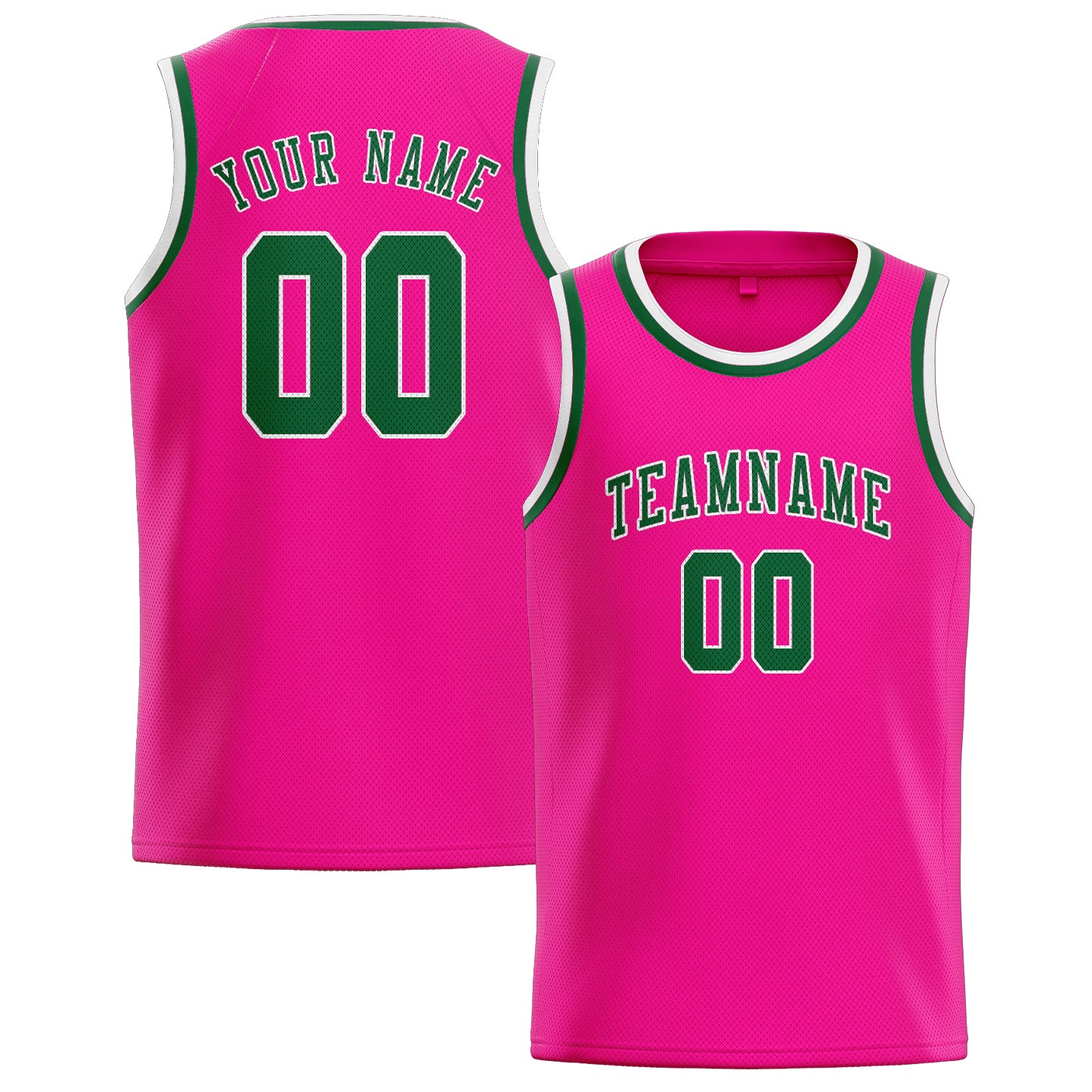 Maillot de basketball rose et vert personnalisé