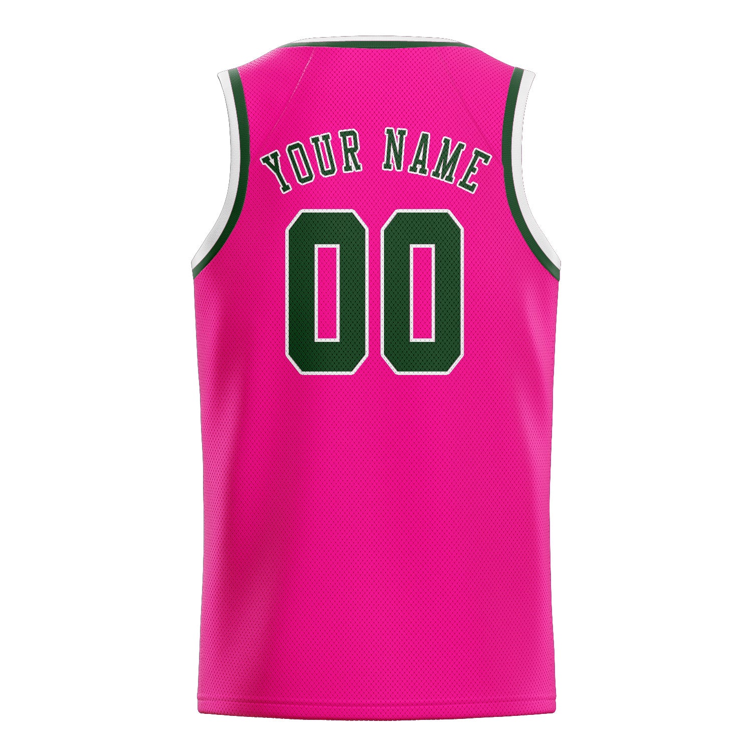 Maillot de basketball personnalisé rose et vert foncé