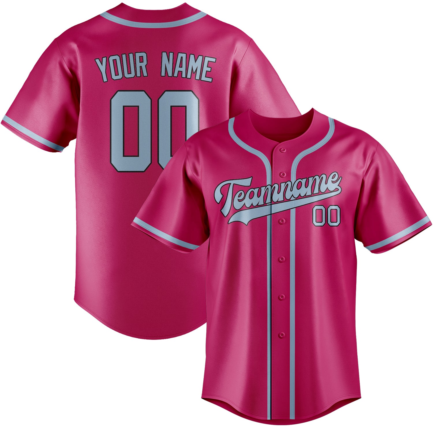 Maillot de baseball personnalisé rose et bleu clair