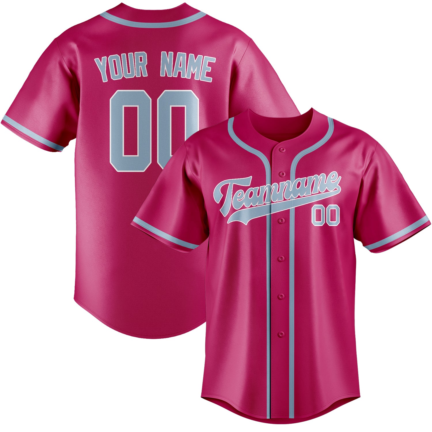 Maillot de baseball personnalisé rose et bleu clair