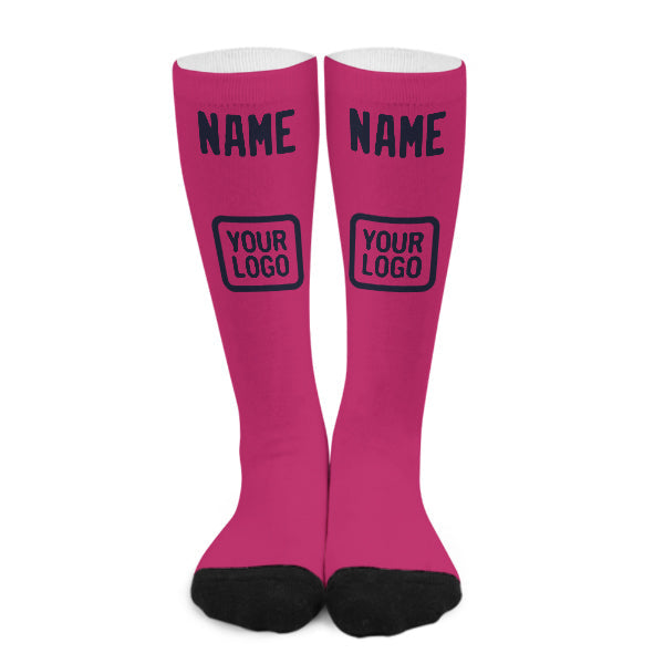 Chaussettes hautes roses et marine personnalisées