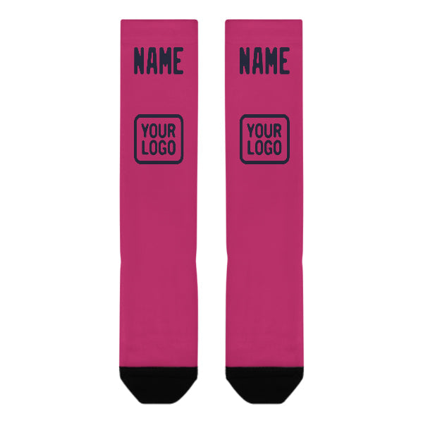 Chaussettes hautes roses et marine personnalisées