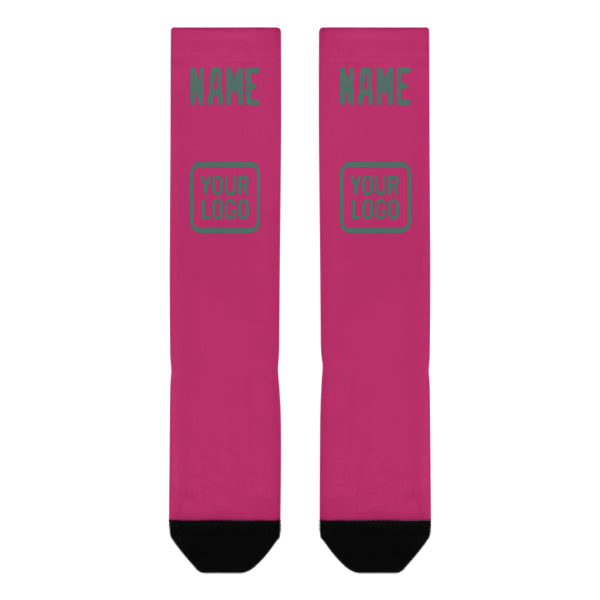 Chaussettes hautes personnalisées roses, bleues et vertes