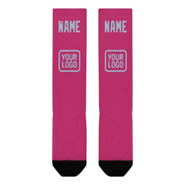 Chaussettes hautes roses et bleu clair personnalisées
