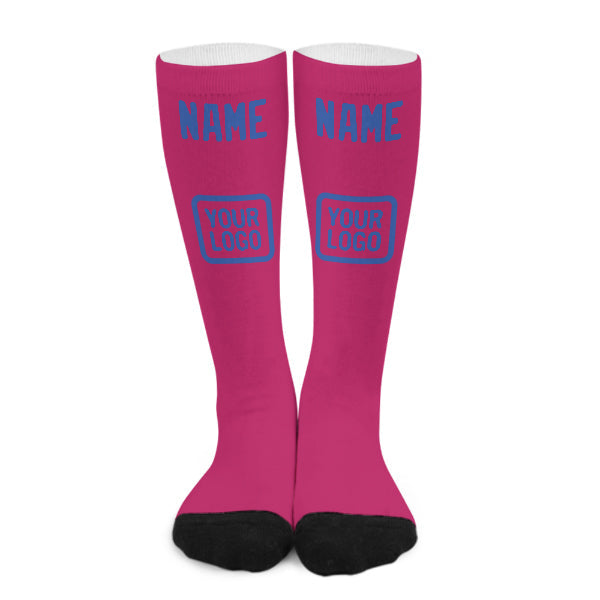 Chaussettes hautes personnalisées rose et bleu ciel