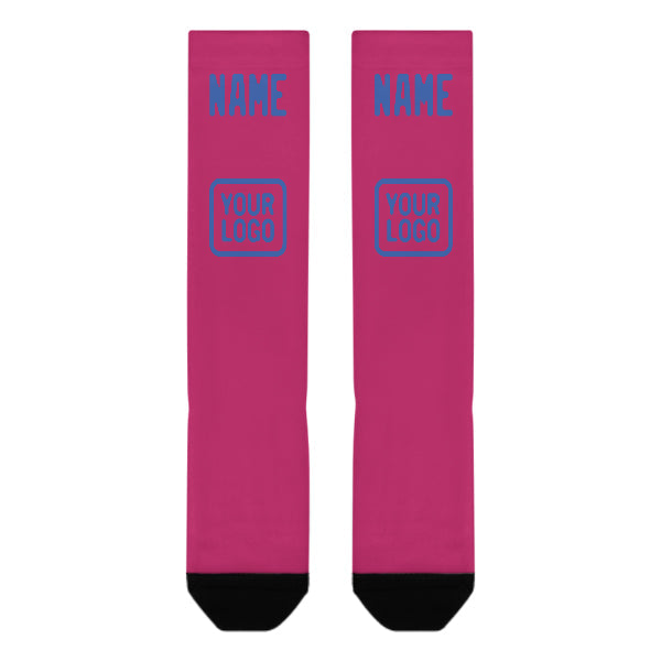 Chaussettes hautes personnalisées rose et bleu ciel