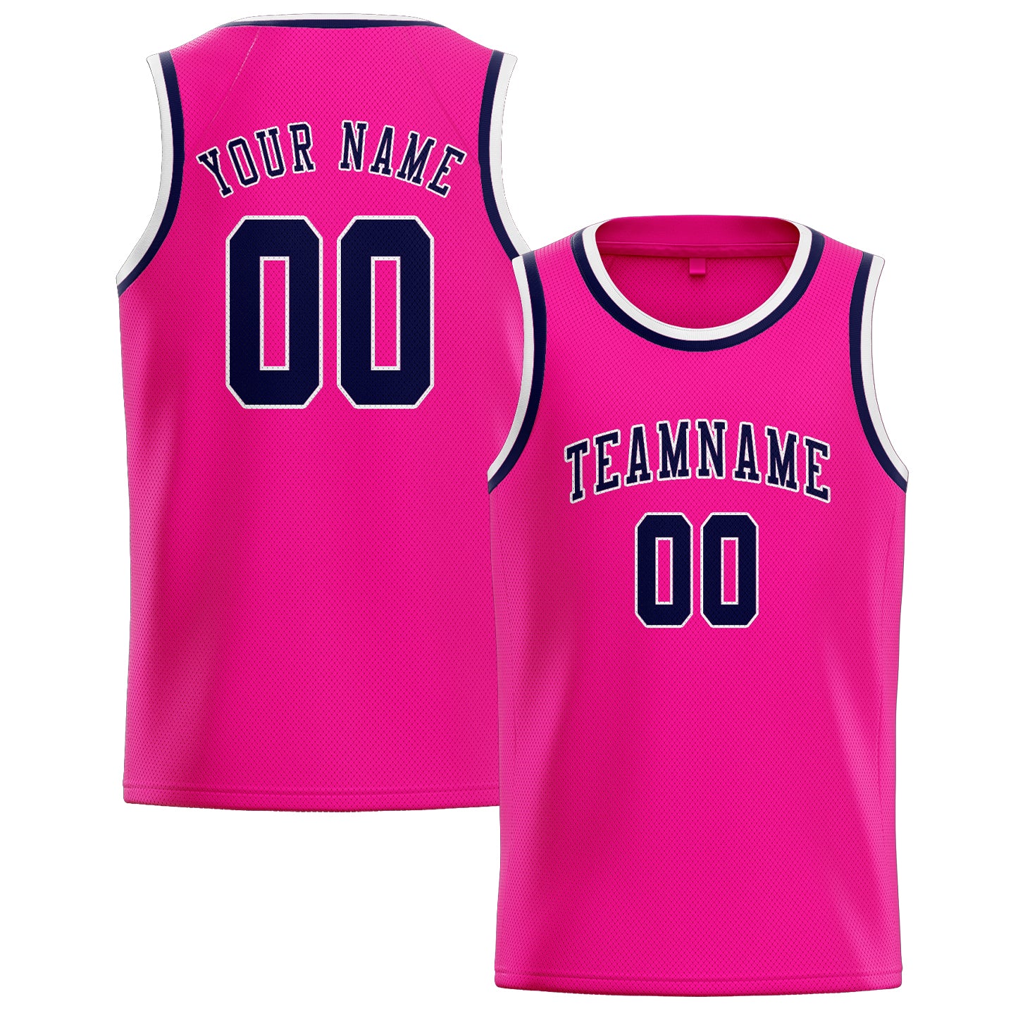 Maillot de basketball rose et marine personnalisé