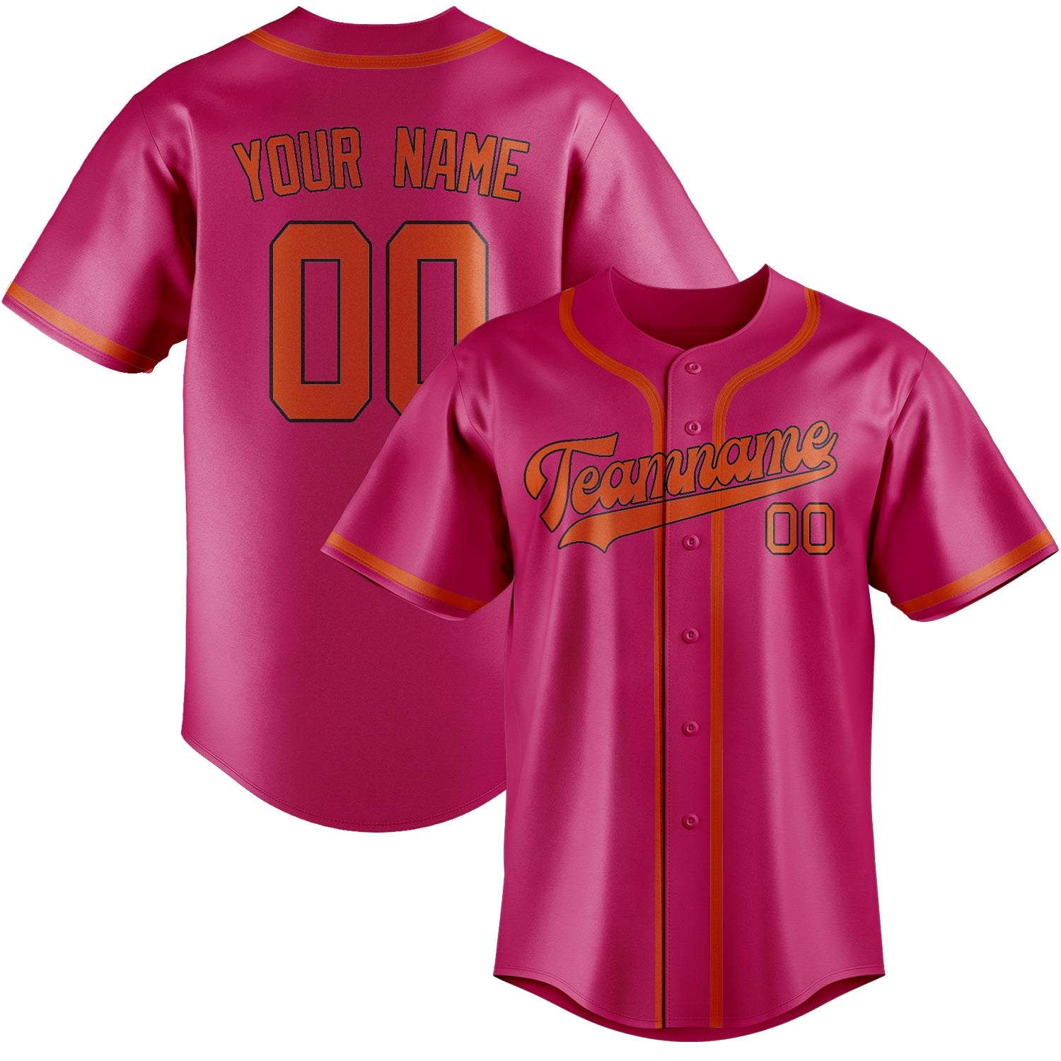 Maillot de baseball personnalisé rose, orange et rouge