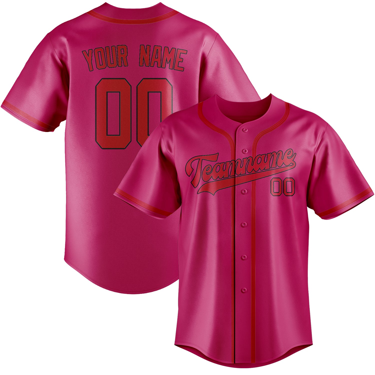 Maillot de baseball rose et rouge personnalisé