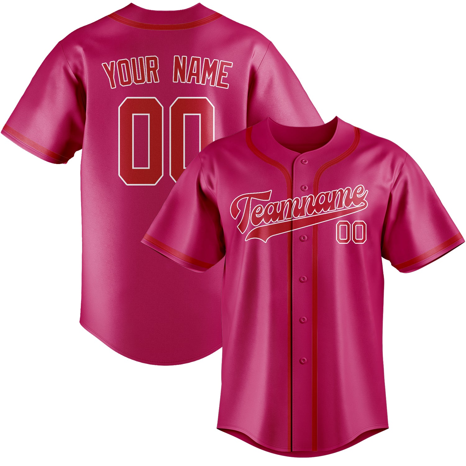 Maillot de baseball rose et rouge personnalisé