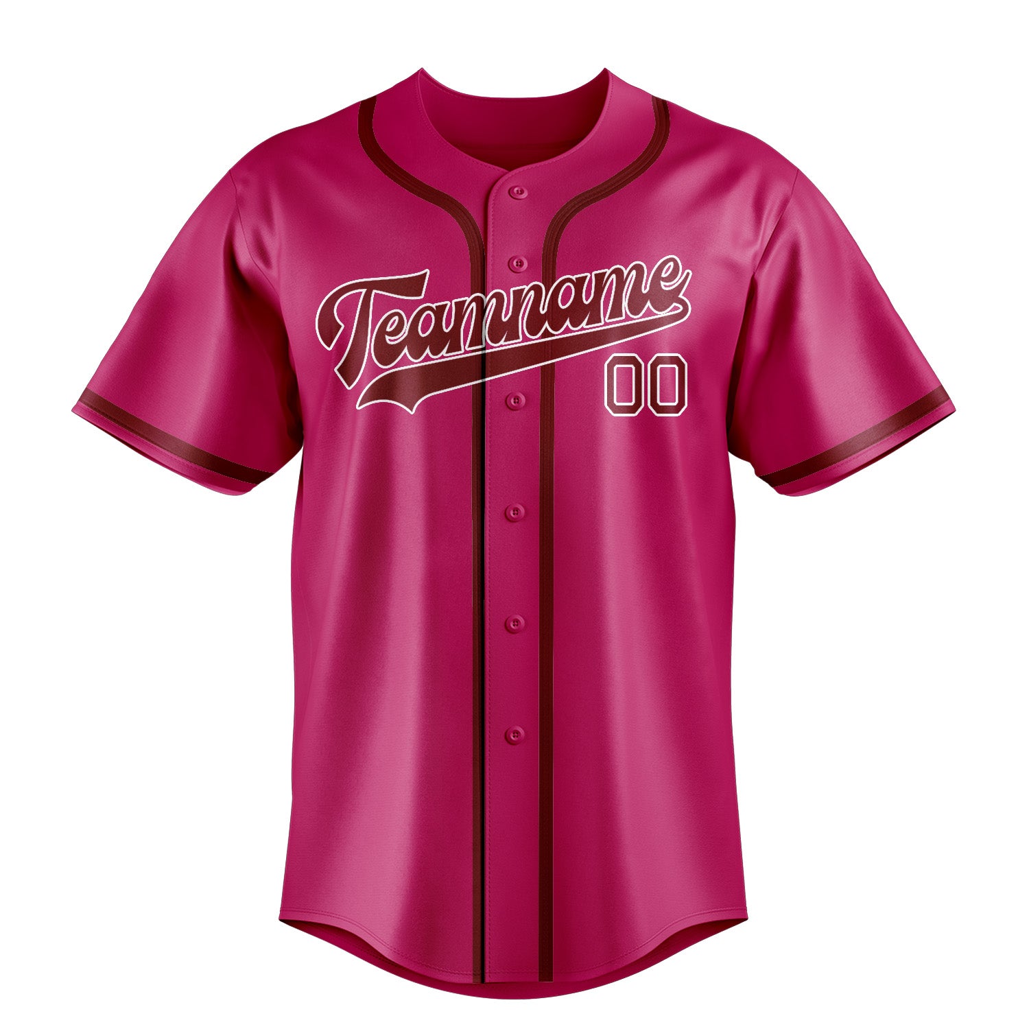 Maillot de baseball personnalisé rose et rouge cramoisi