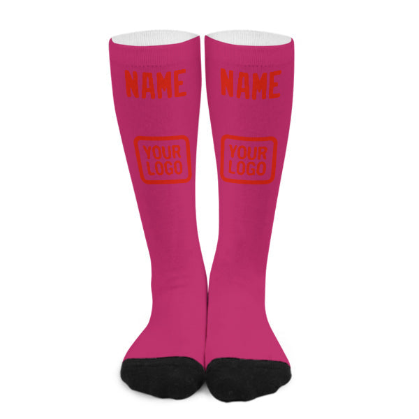 Chaussettes hautes personnalisées roses, oranges et rouges