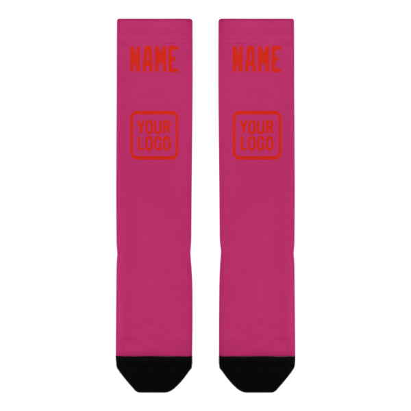 Chaussettes hautes personnalisées roses, oranges et rouges