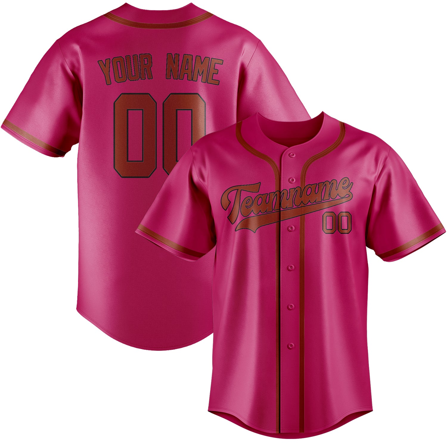 Maillot de baseball personnalisé rose corail rouge