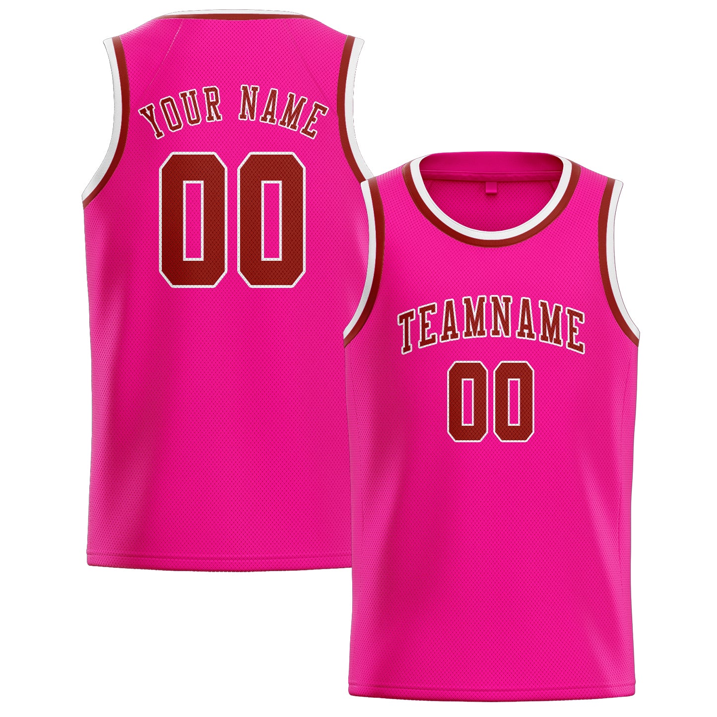 Maillot de basketball personnalisé rose corail et rouge