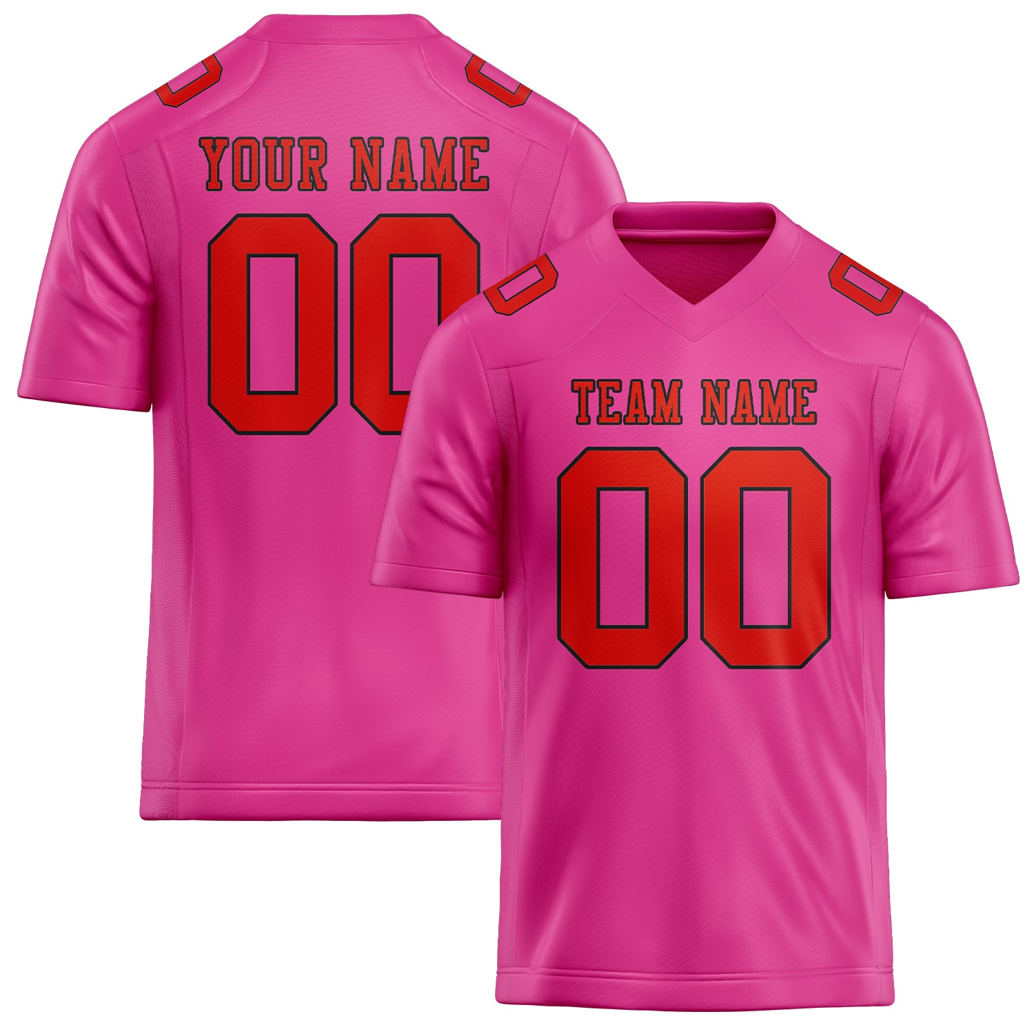 Maillot de football personnalisé rose, orange et rouge