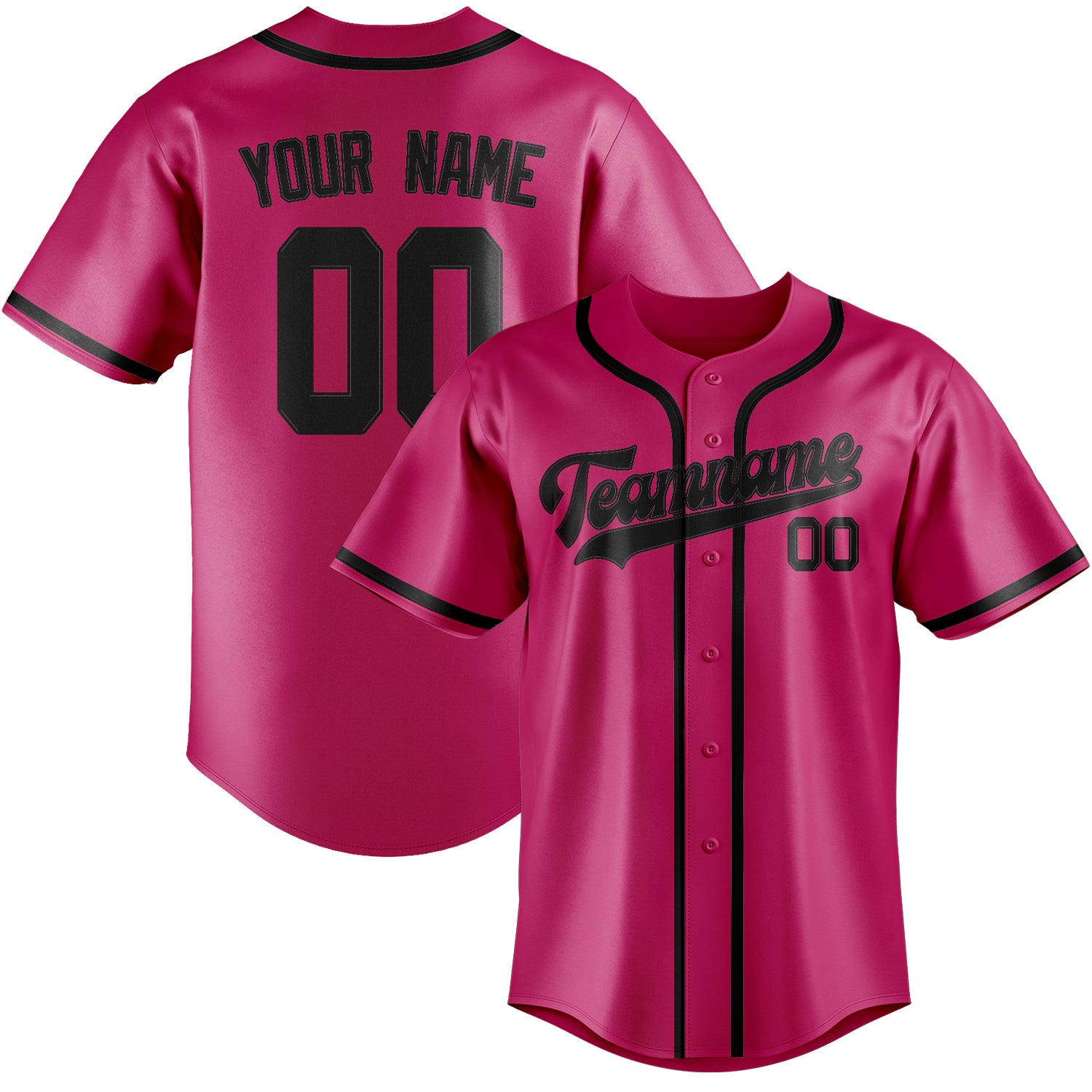 Maillot de baseball rose et noir personnalisé