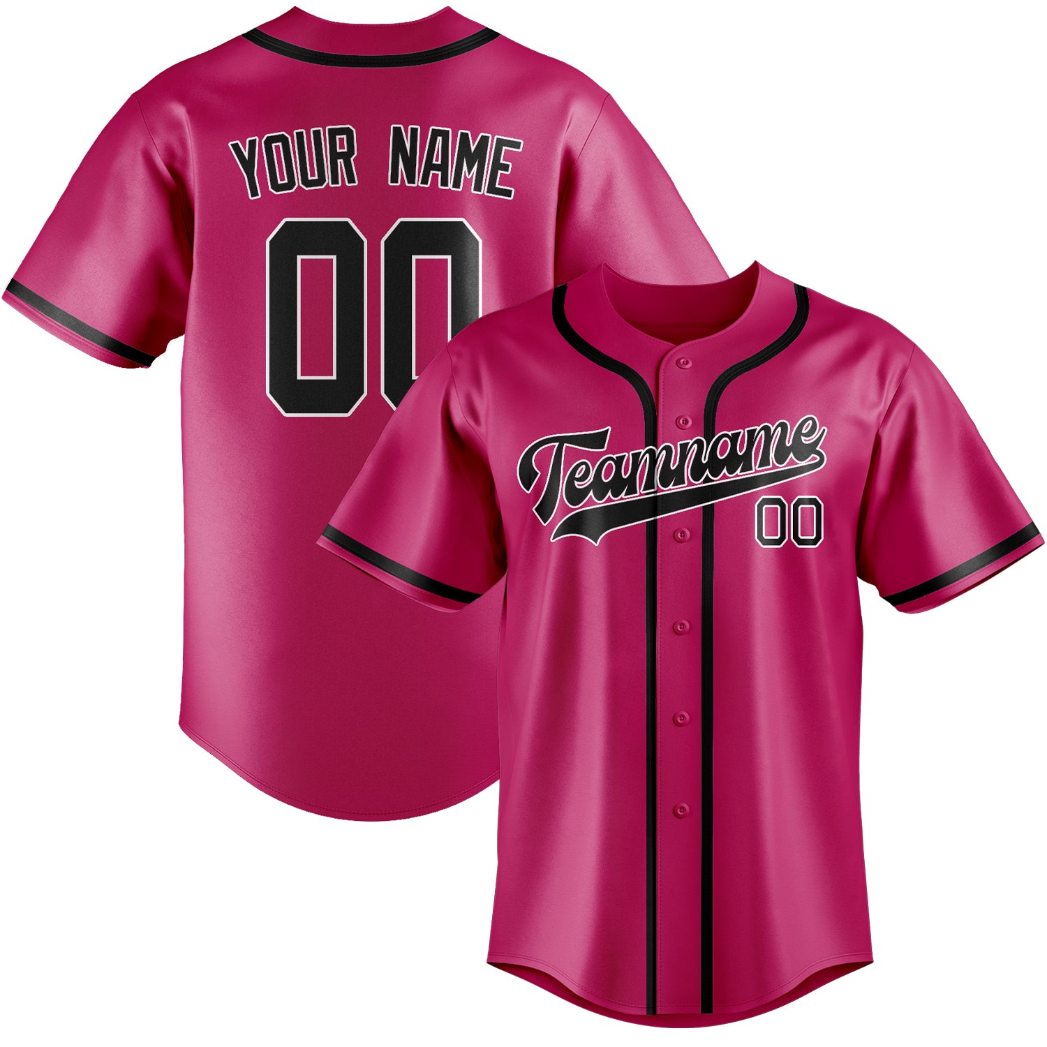 Maillot de baseball rose et noir personnalisé