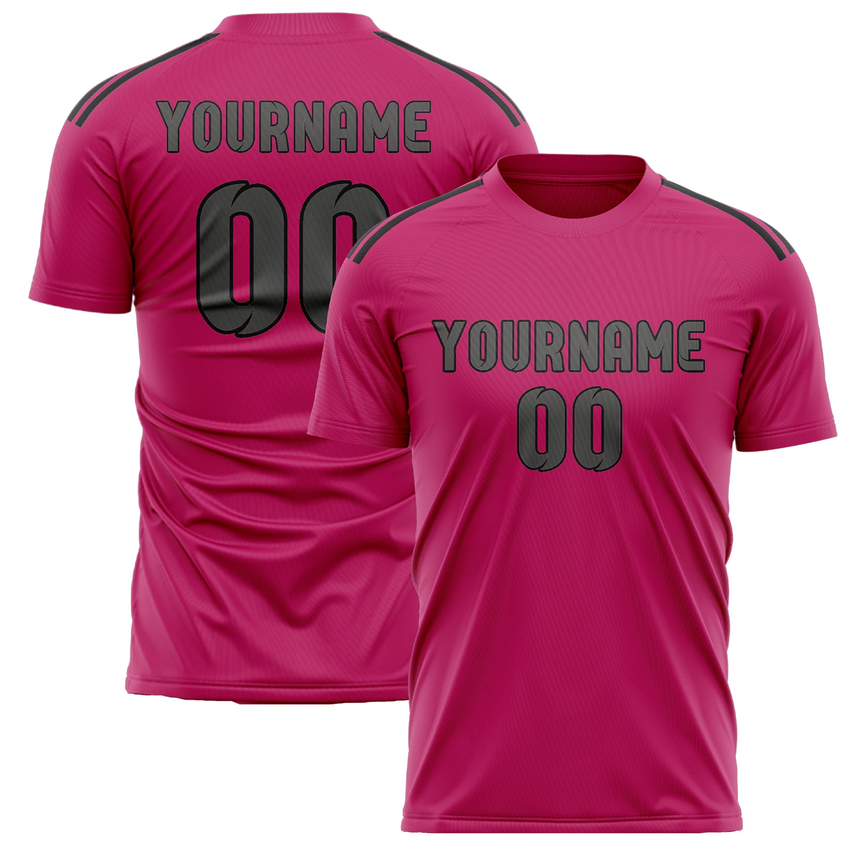 Maillot de football personnalisé rose et gris foncé