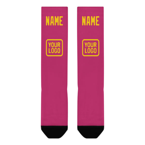 Chaussettes hautes personnalisées rose et or