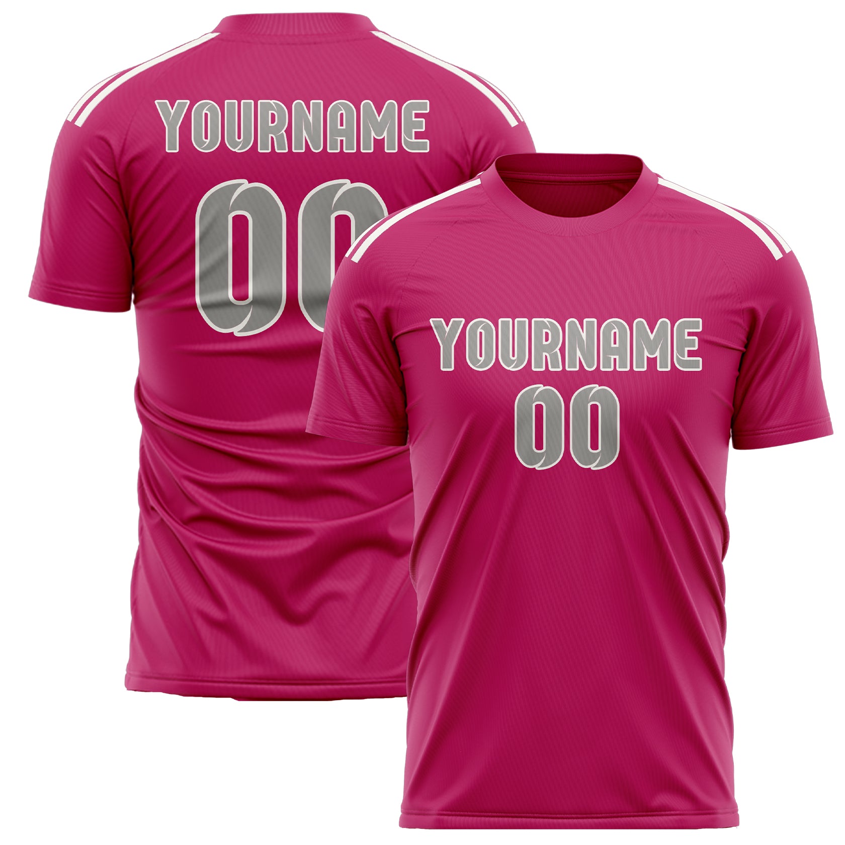 Maillot de football personnalisé rose et gris
