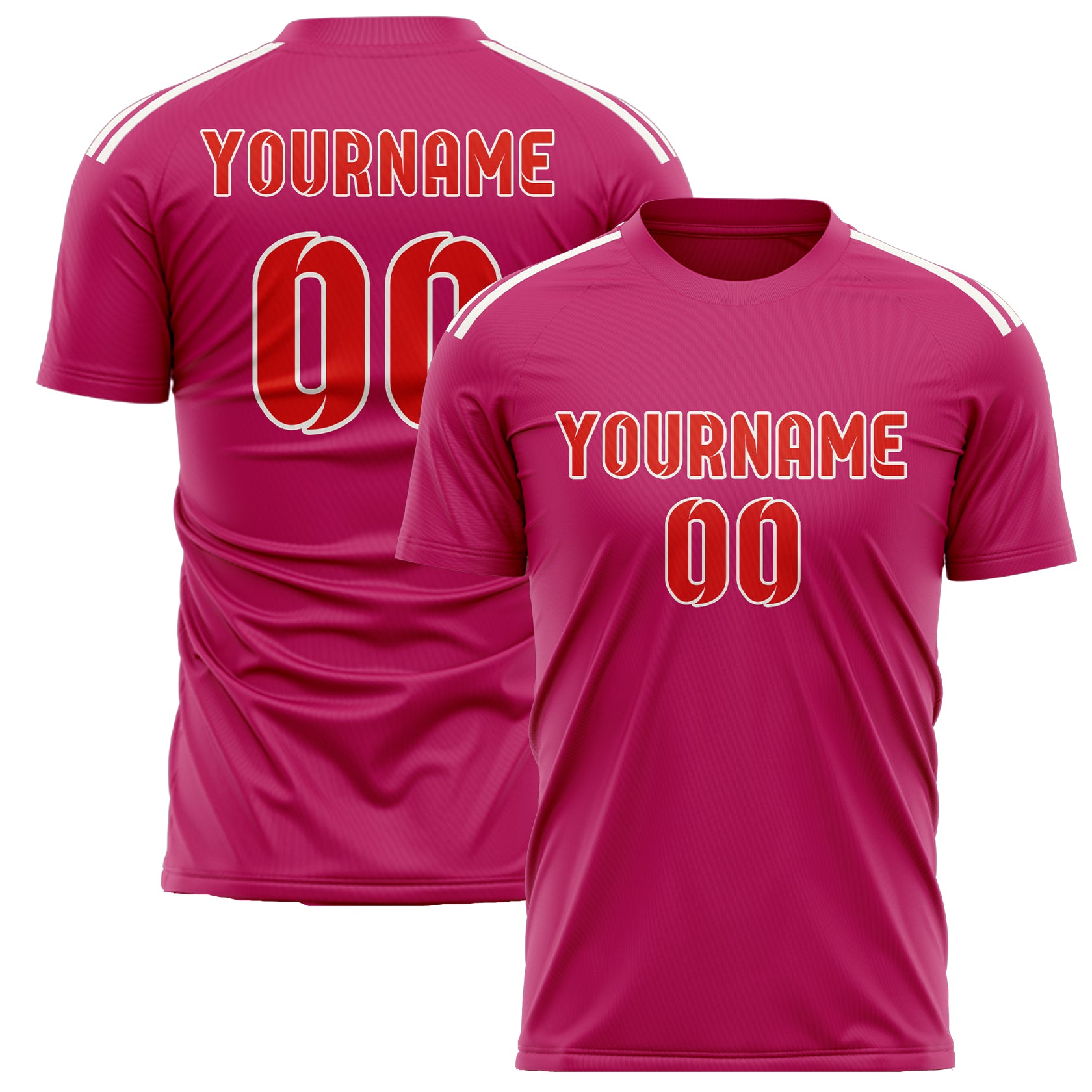 Maillot de football personnalisé rose, orange et rouge