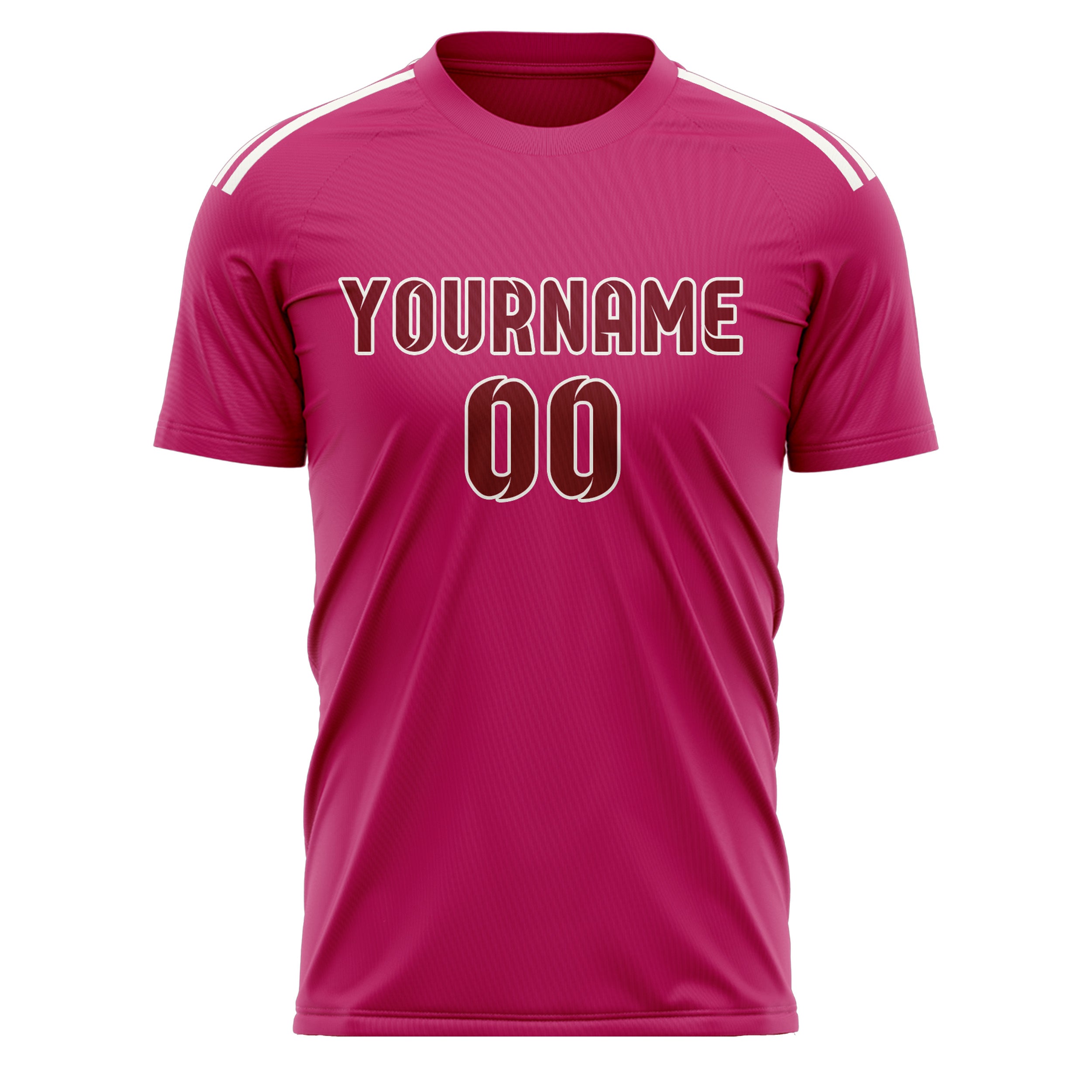 Maillot de football personnalisé rose et rouge cramoisi