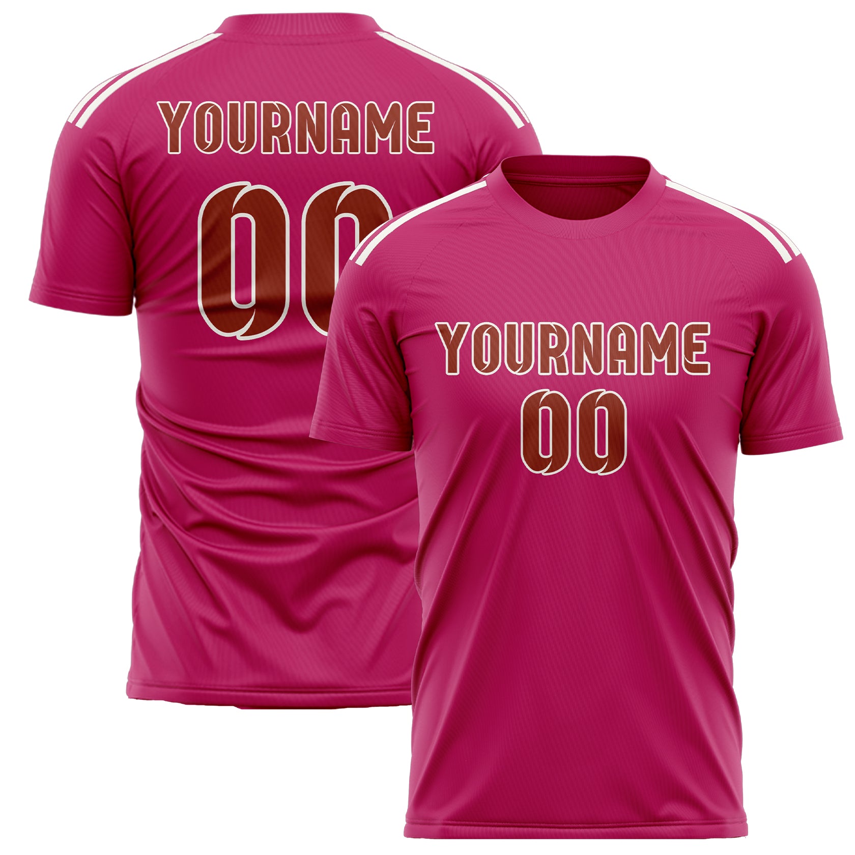 Maillot de football personnalisé rose corail et rouge