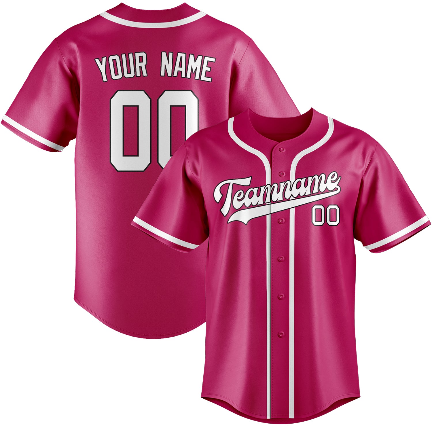 Maillot de baseball rose et blanc personnalisé