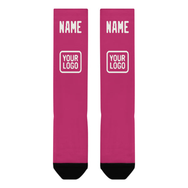 Chaussettes hautes roses et blanches personnalisées