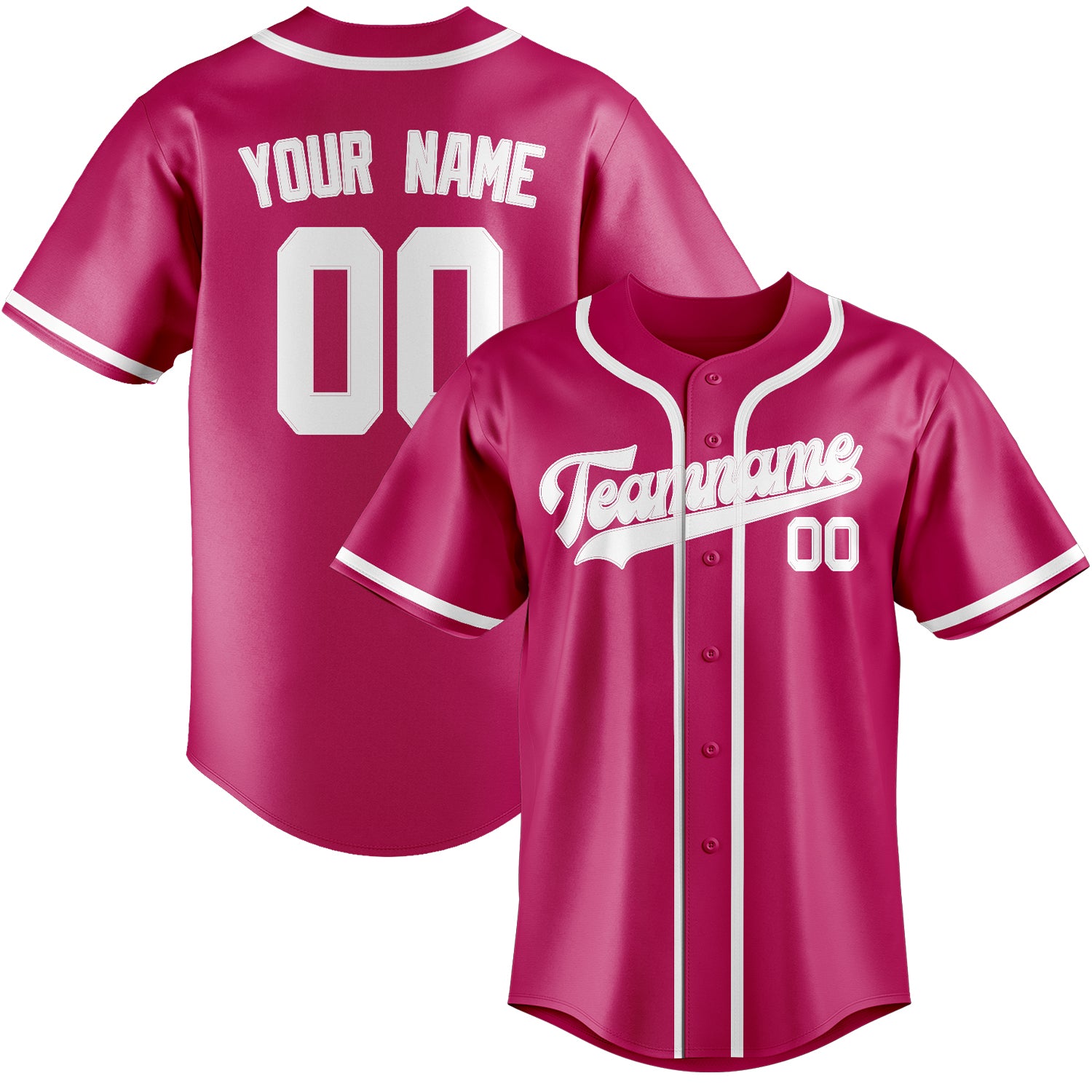 Maillot de baseball rose et blanc personnalisé
