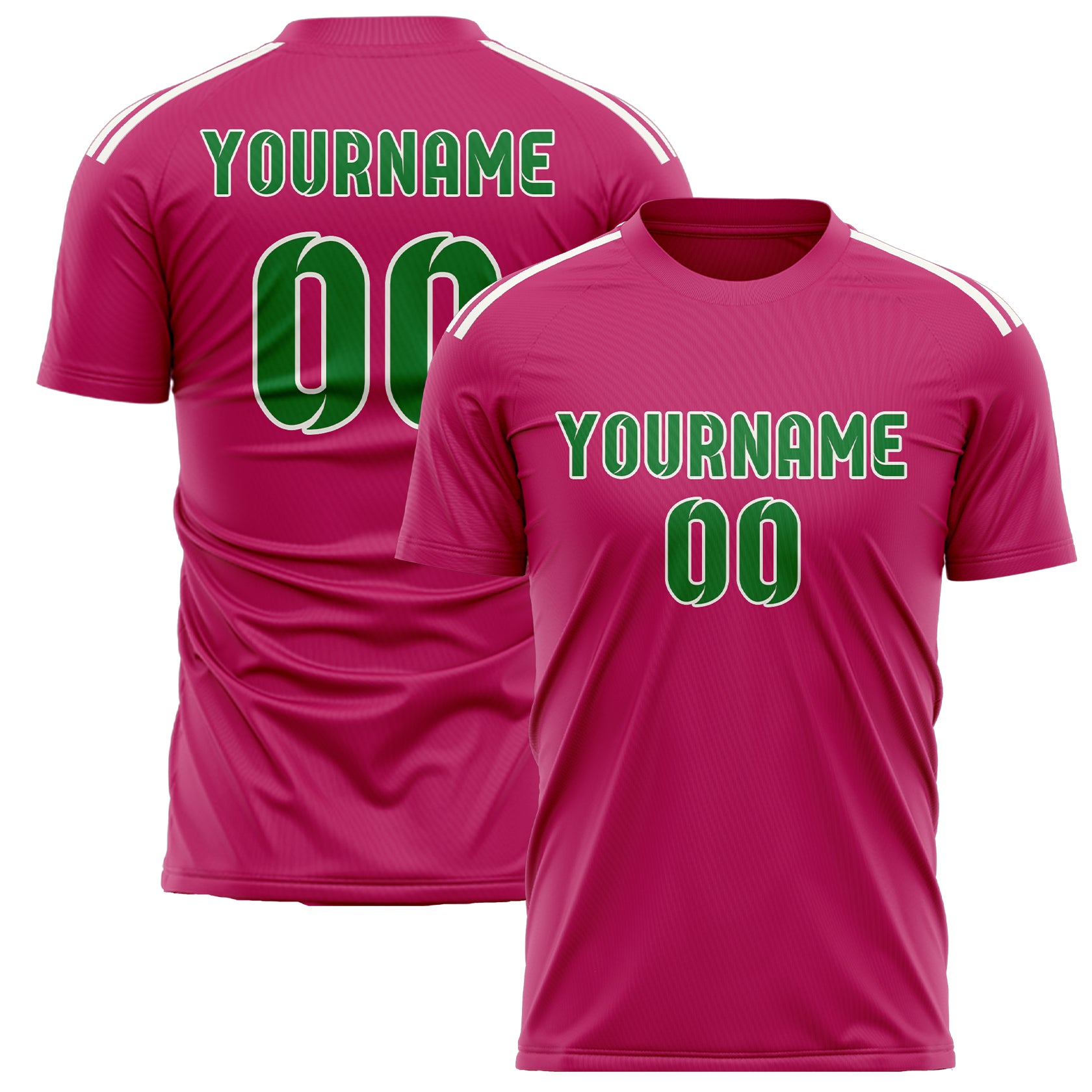 Maillot de football personnalisé rose et vert émeraude
