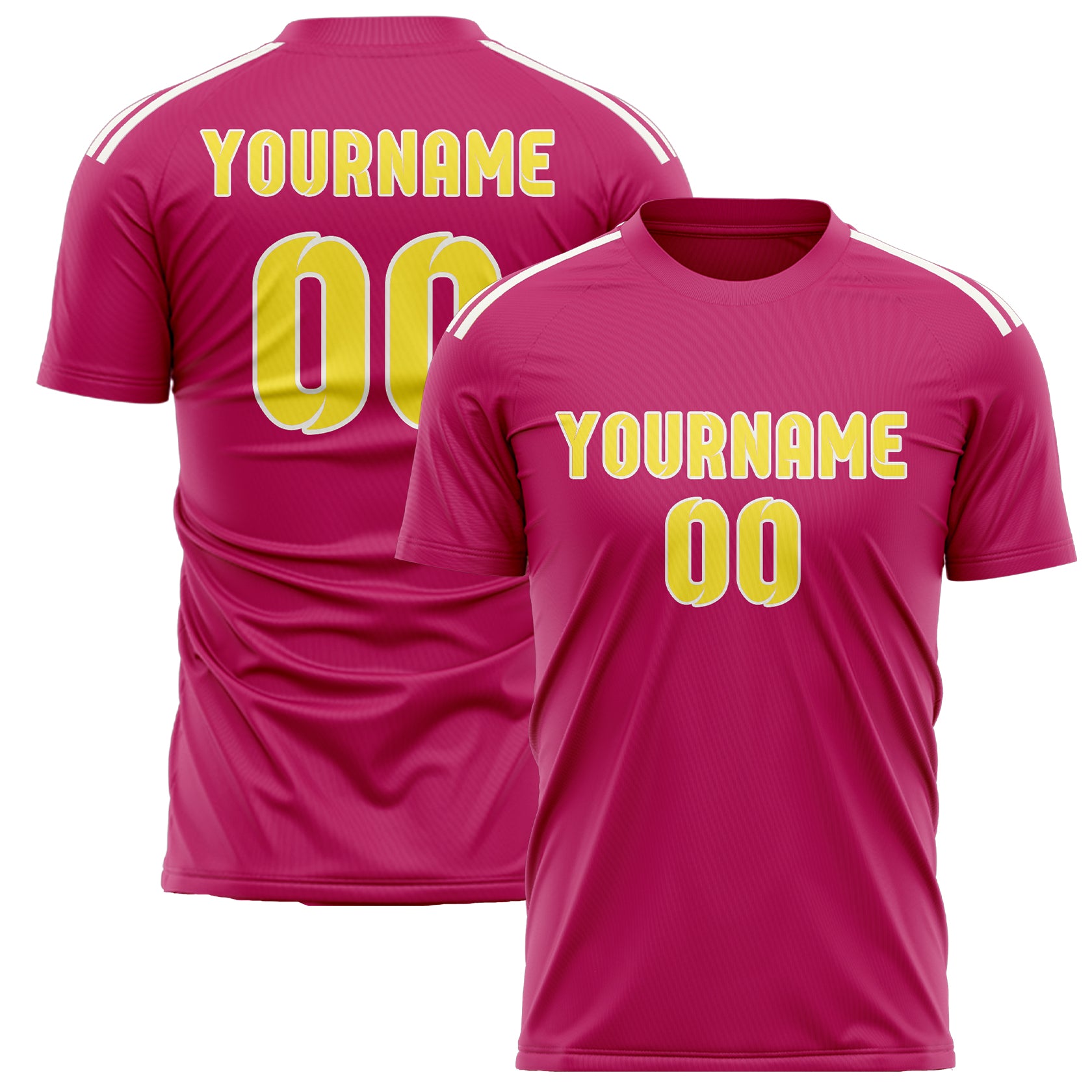 Maillot de football personnalisé rose et jaune clair