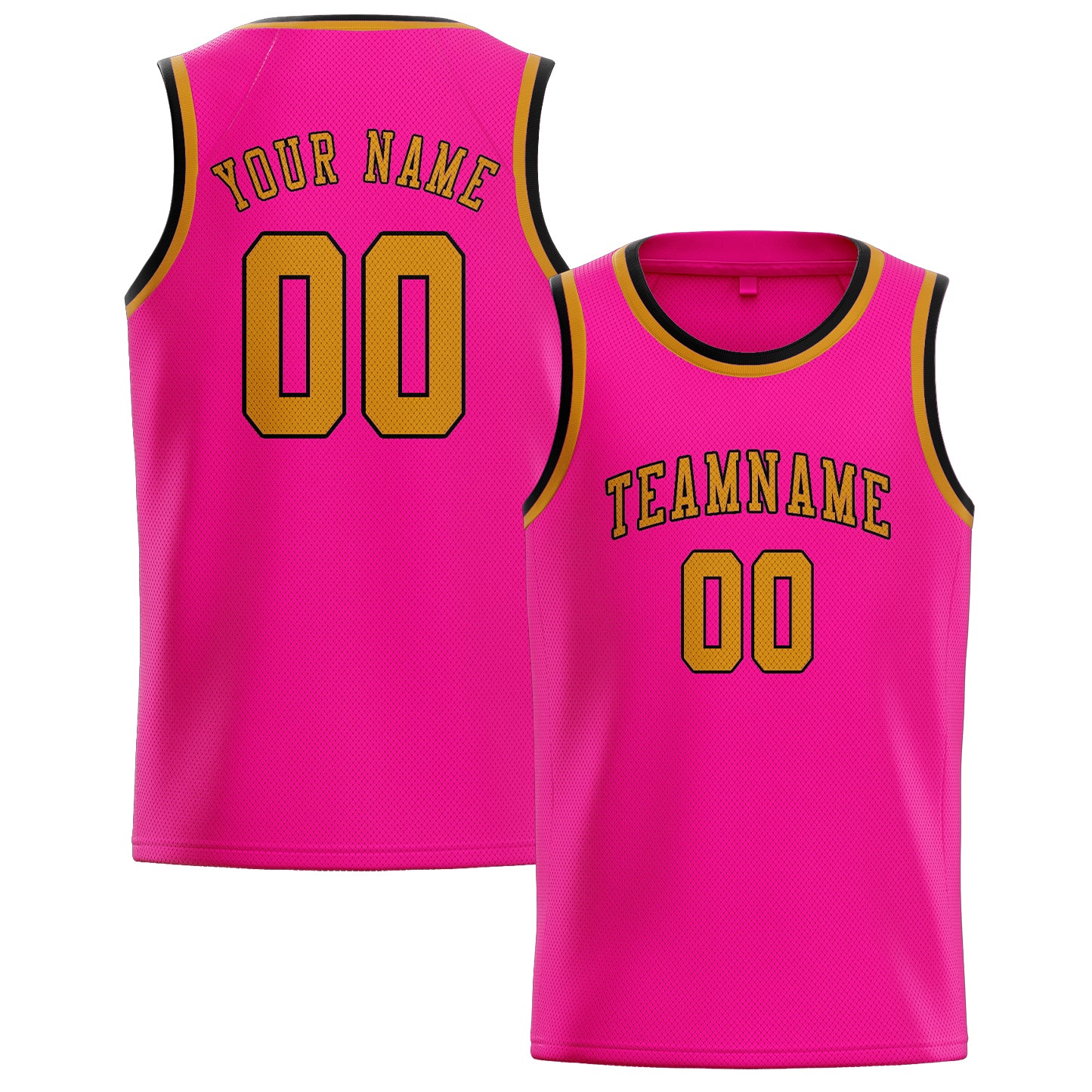 Maillot de basketball personnalisé rose et jaune